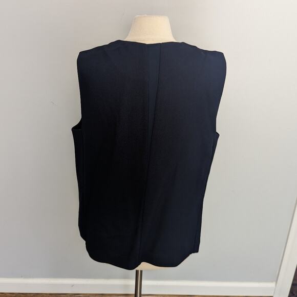 Lafayette Navy Blue Vest Waterfall Front Cardigan Viscose Semi Sheer Back Panel - Picture 5 of 10